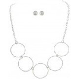 Silver 5 Circle Necklace Set