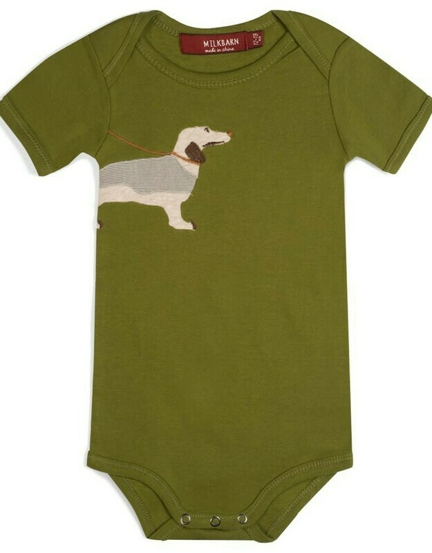 Applique one piece. Green dog
