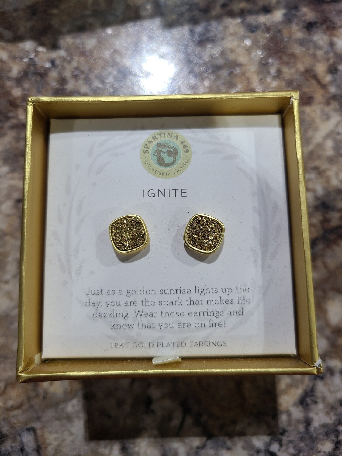 Spartina Gold Druzy Earrings Ignite