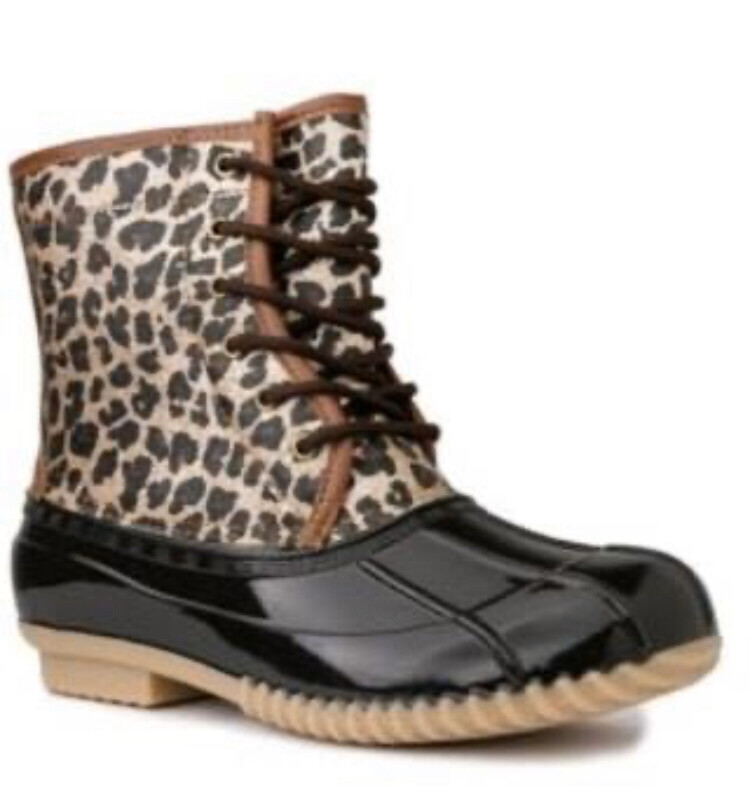 Skipper Leopard Glitter Duck Boots