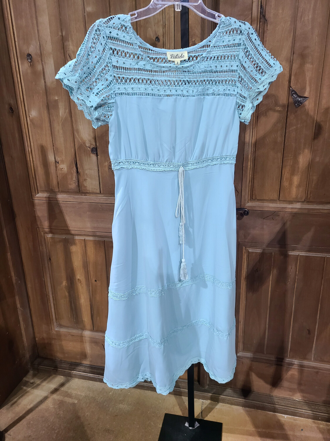 DUSTY BLUE LACE DRESS