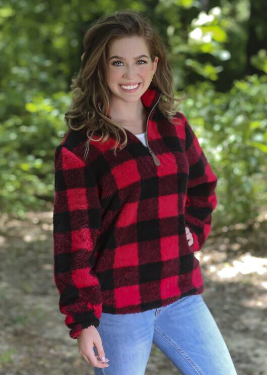 Plaid Red/Black Sherpa