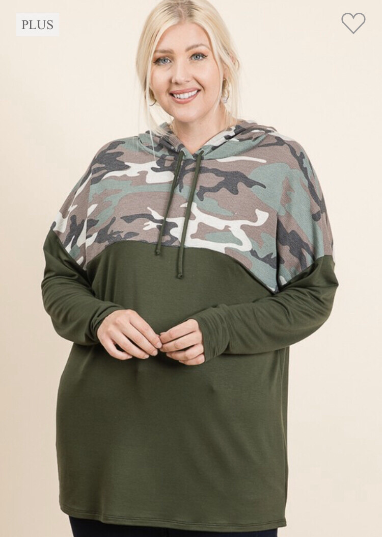 Olive Camo Hooded Pullover