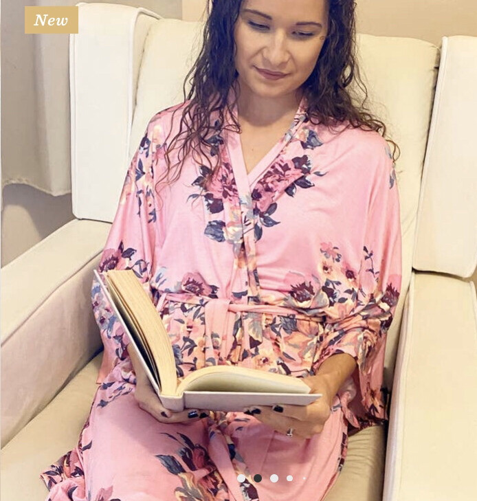 Pink Floral Botanical Kimono Robe
