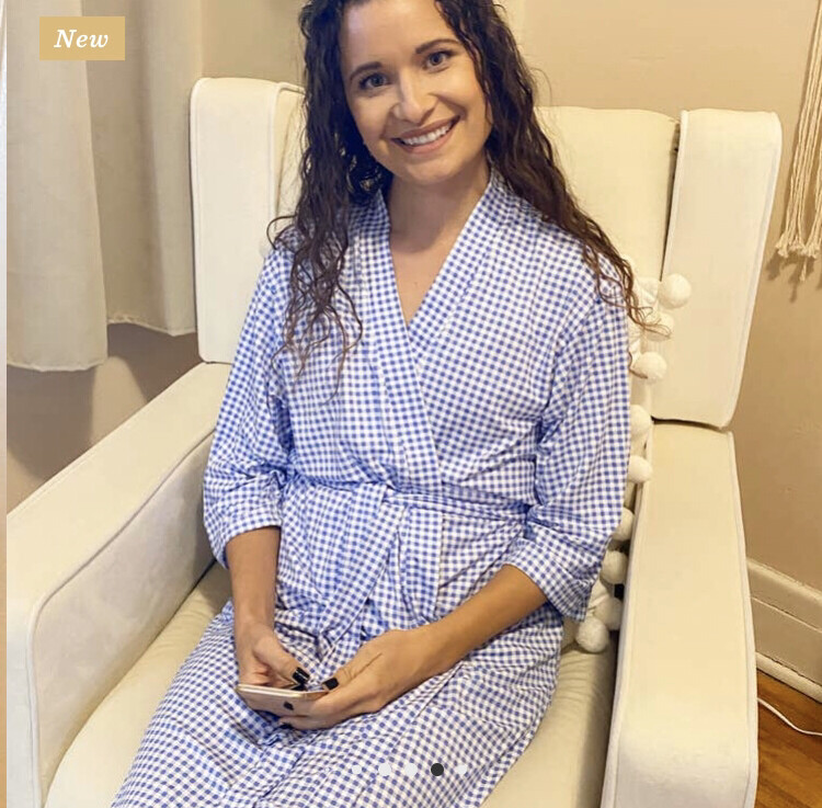 Blue Gingham Kimono Robe