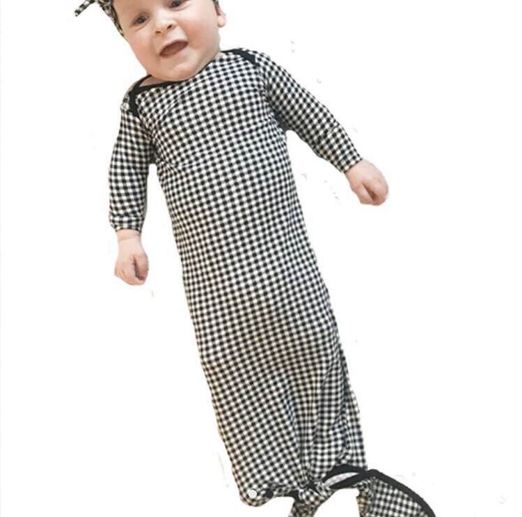 Black Gingham Knotted Gown