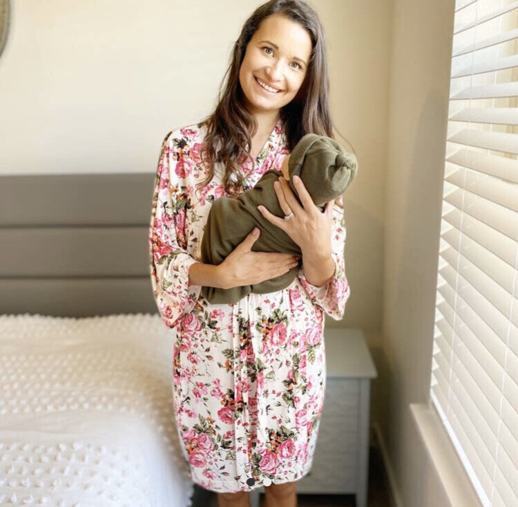 Garden Botanical Green Maternity Set (Robe, Swaddle & Hat)