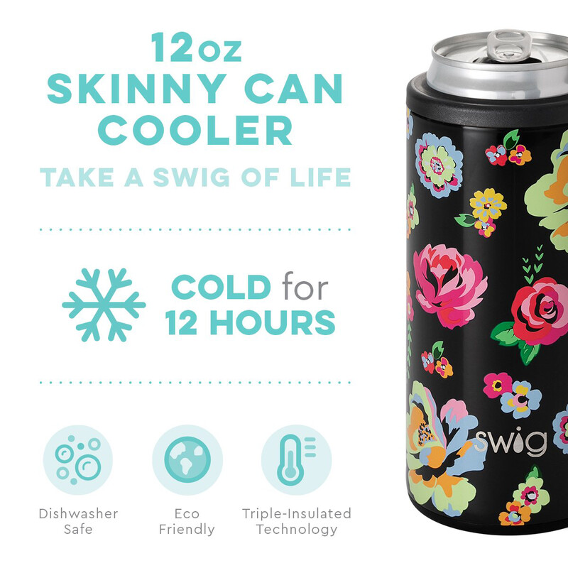 12oz Fleur Noir Skinny Can Cooler