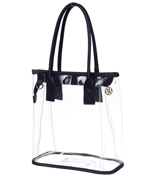 Large Clear Stadium Bag with Handles, name: Black