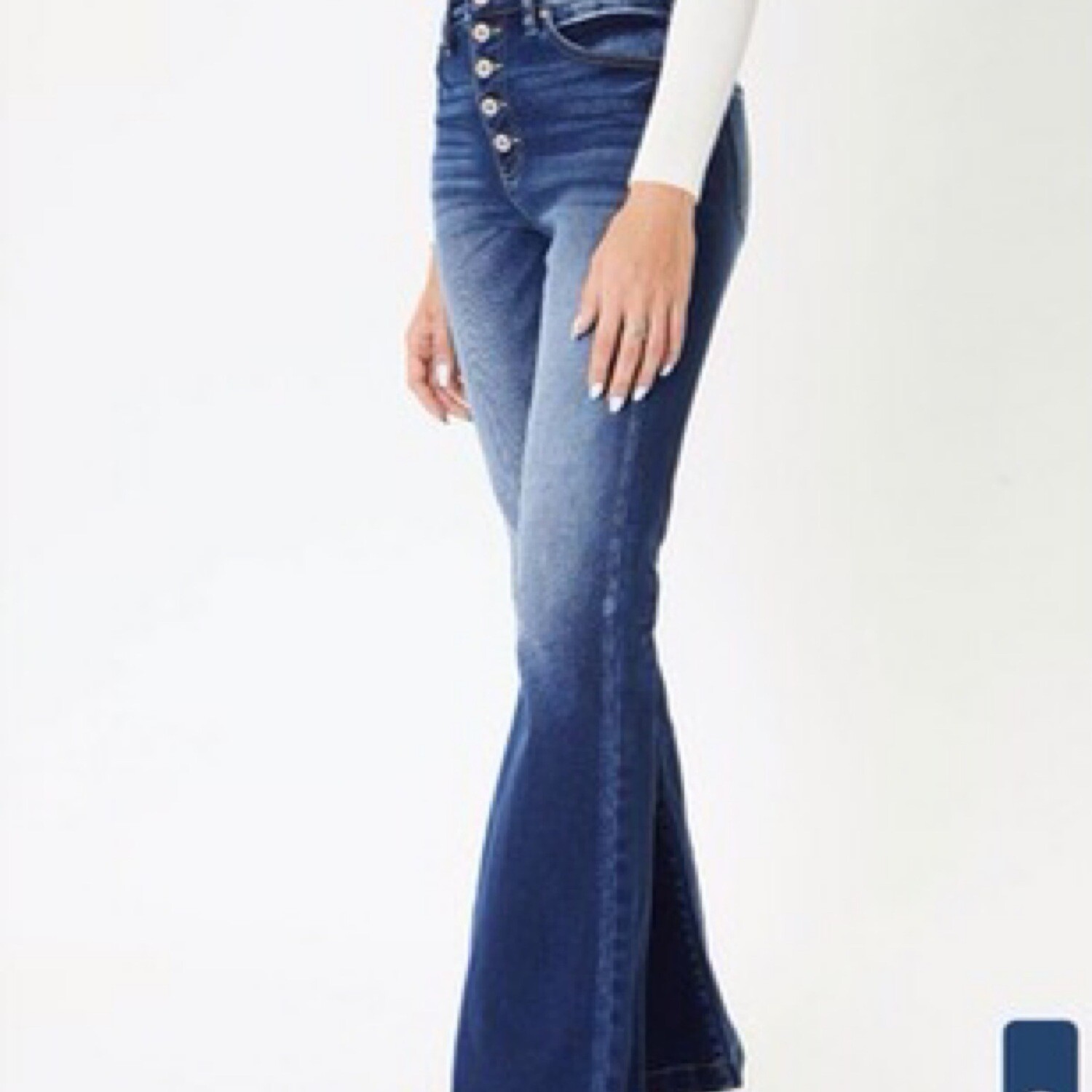 High Rise WB Detail Curvy Flare Jeans