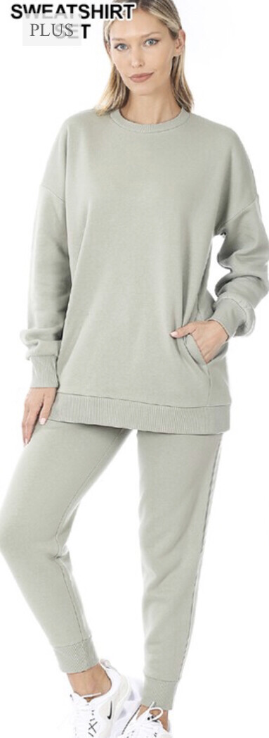 Light Sage Sweatshirt & Sweatpants Set