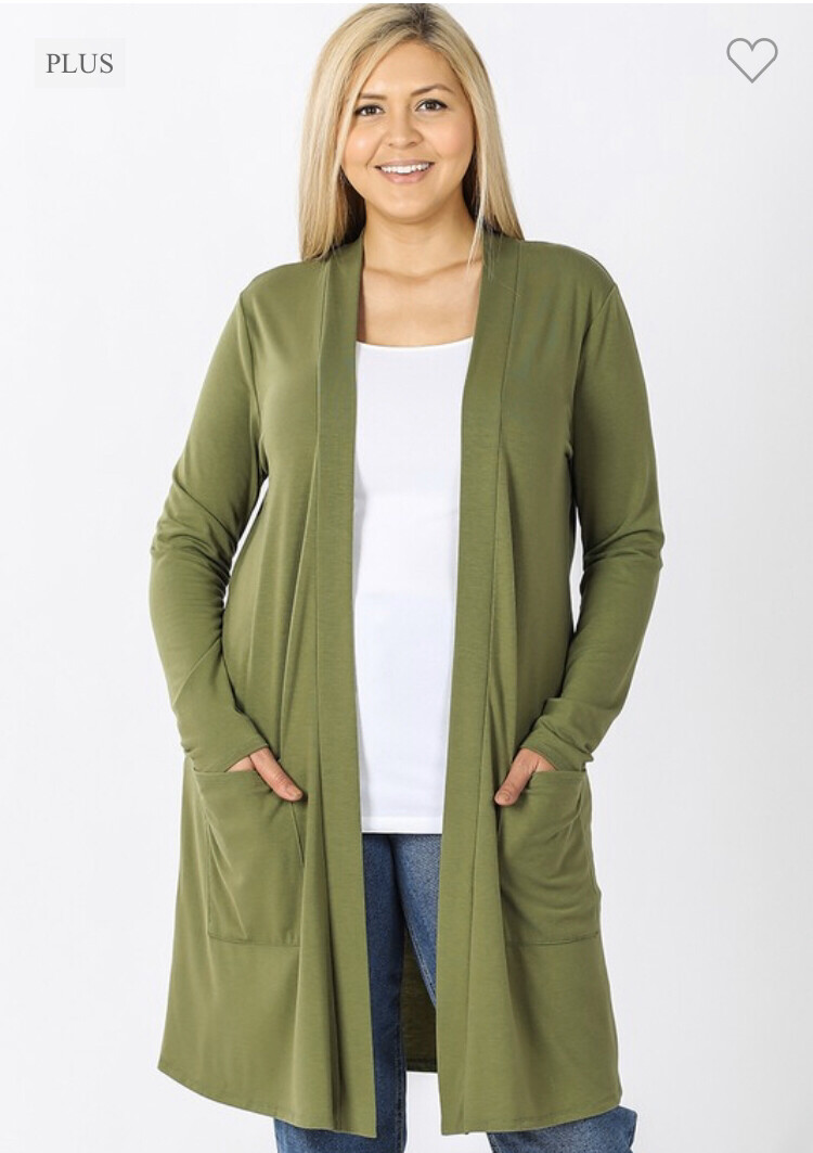 Dusty Green Long Sleeve Lightweight Cardigan