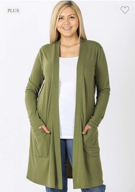 Dusty Green Long Sleeve Lightweight Cardigan