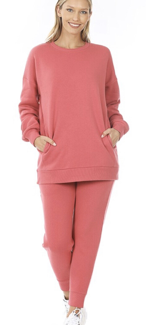 Rose Sweatshirt & Sweatpants Set