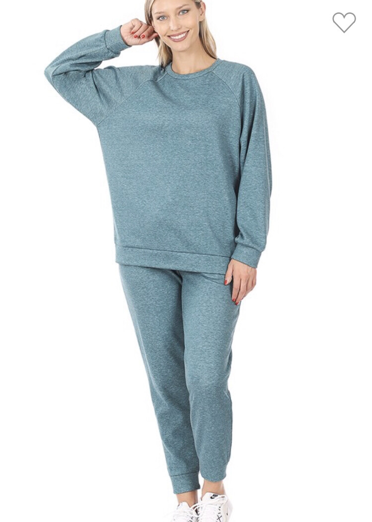 Dusty Teal Sweatshirt & Sweatpants Set