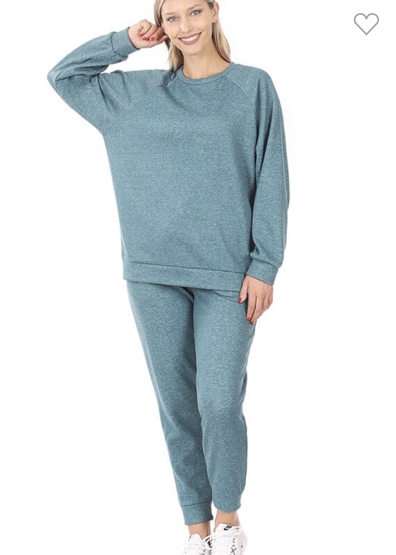 Dusty Teal Sweatshirt & Sweatpants Set