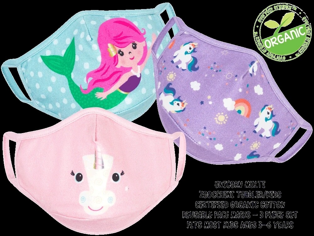 3 Pack, Reusable Face Mask, name: Unicorn Set
