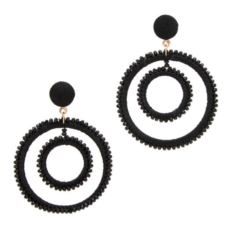 Dangle Black Hoop Earrings