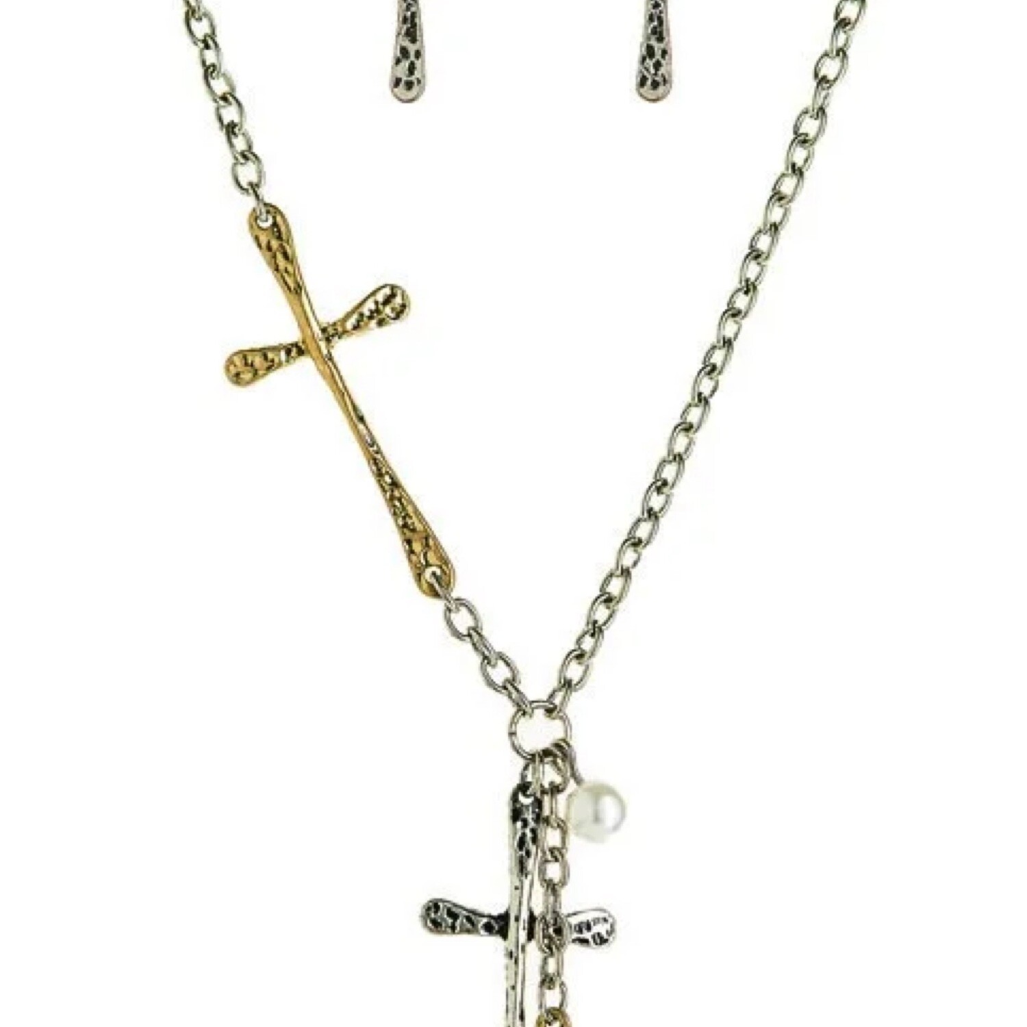 Hammered Cross Necklace