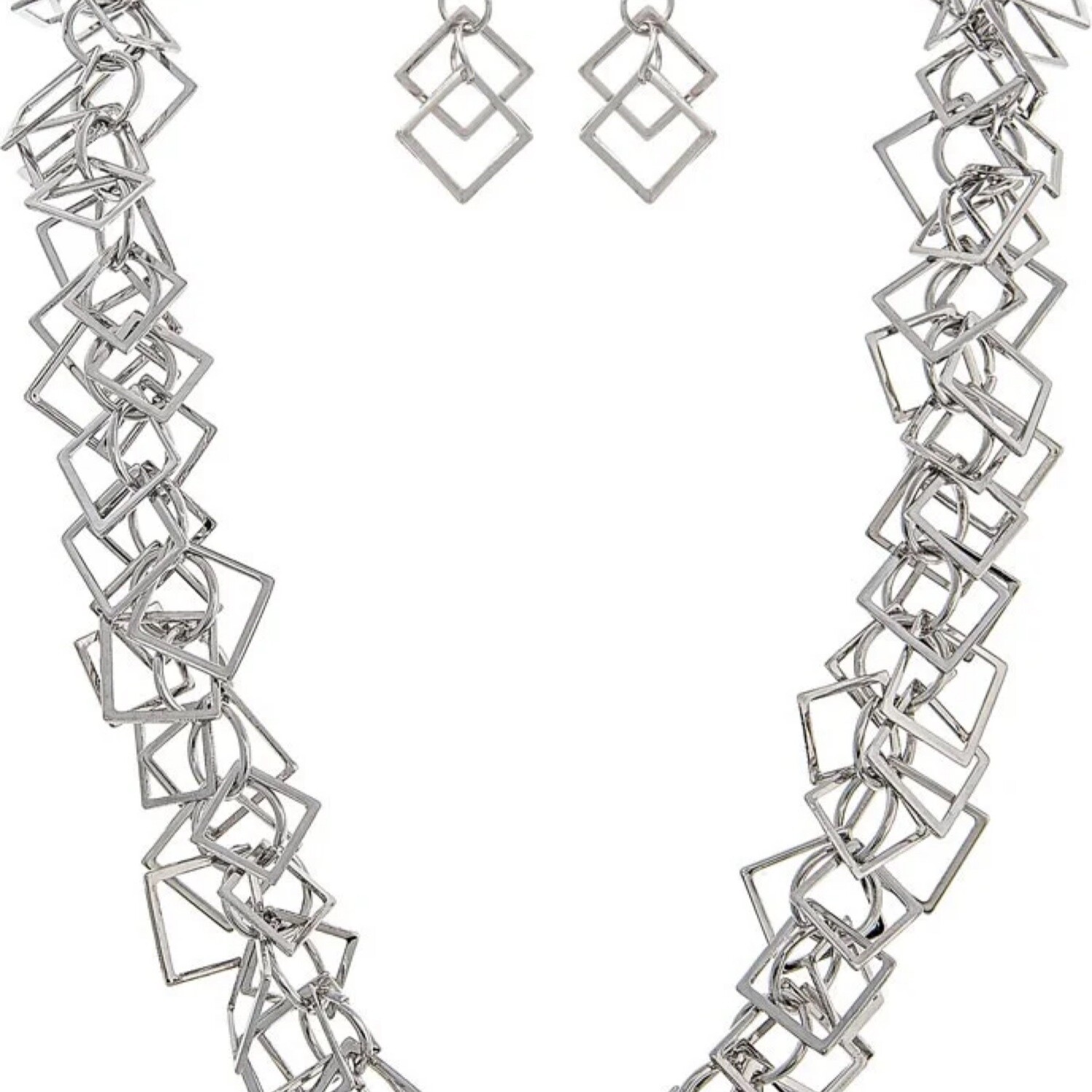 Linked Squares Chain Necklace