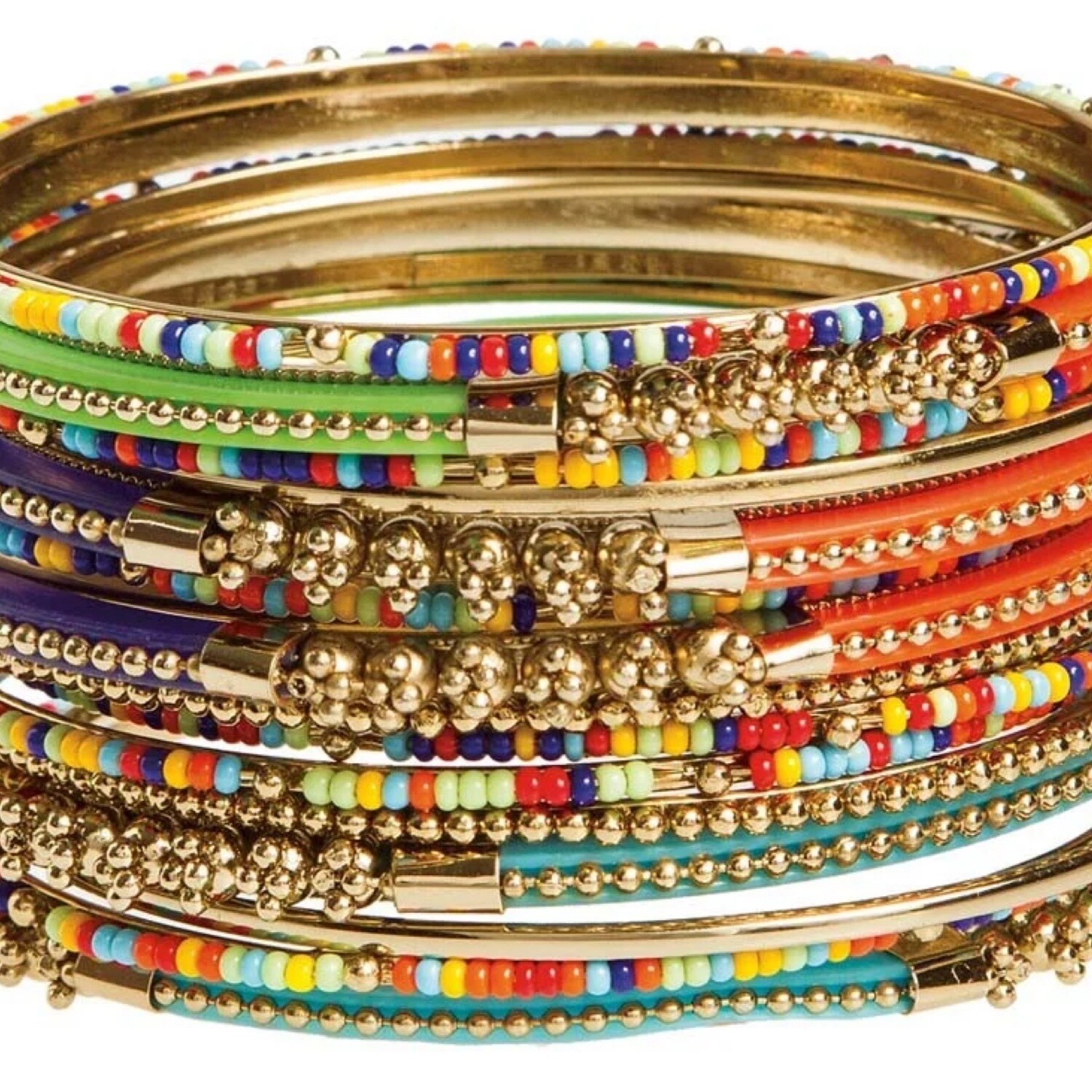 Gold 16 Row Bead Bangle