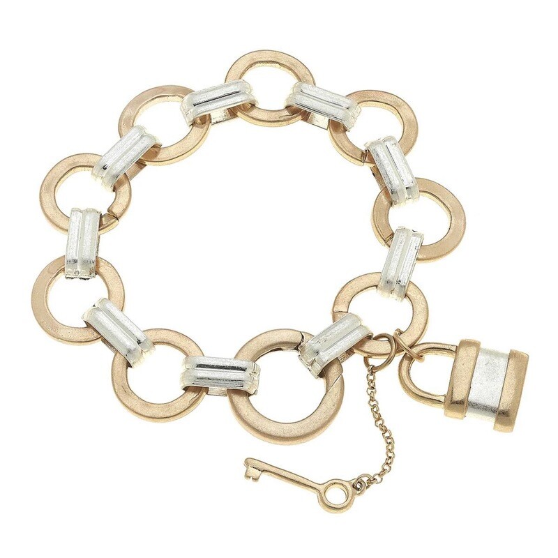 Two-Tone Heidi Padlock Chain Bracelet