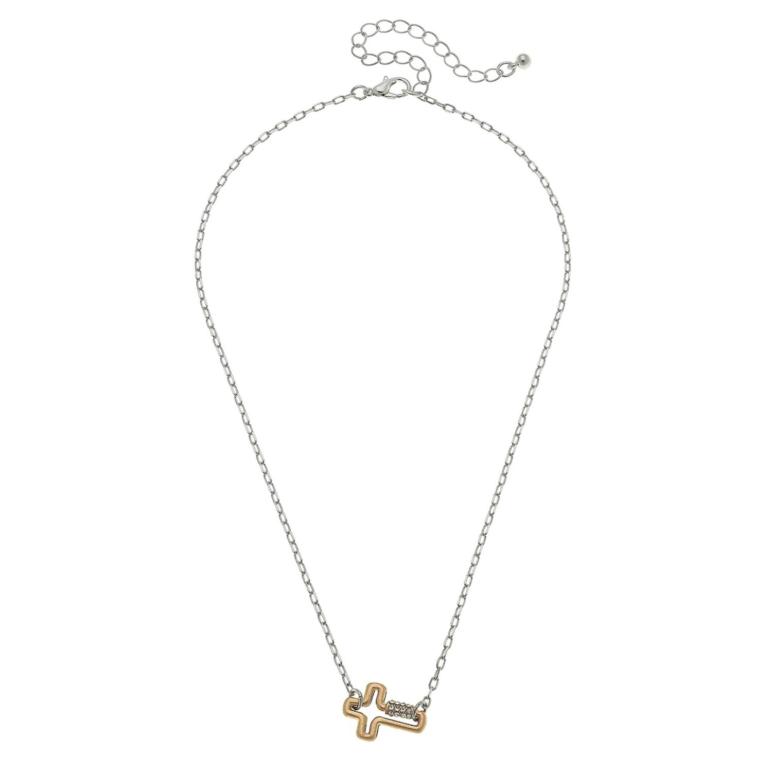 Two Tone Leela Mini Cross Screw Lock Necklace