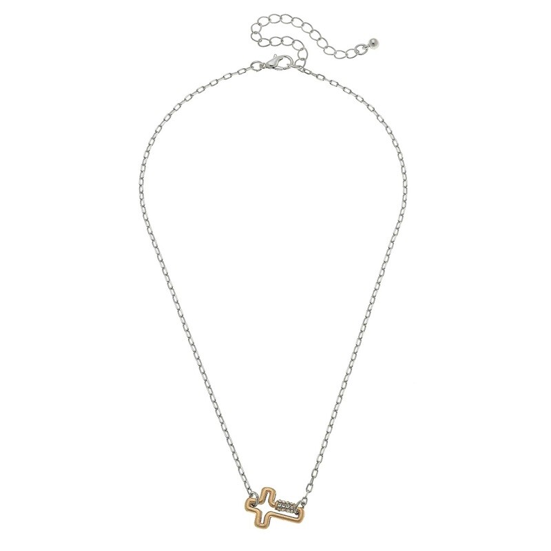 Two Tone Leela Mini Cross Screw Lock Necklace
