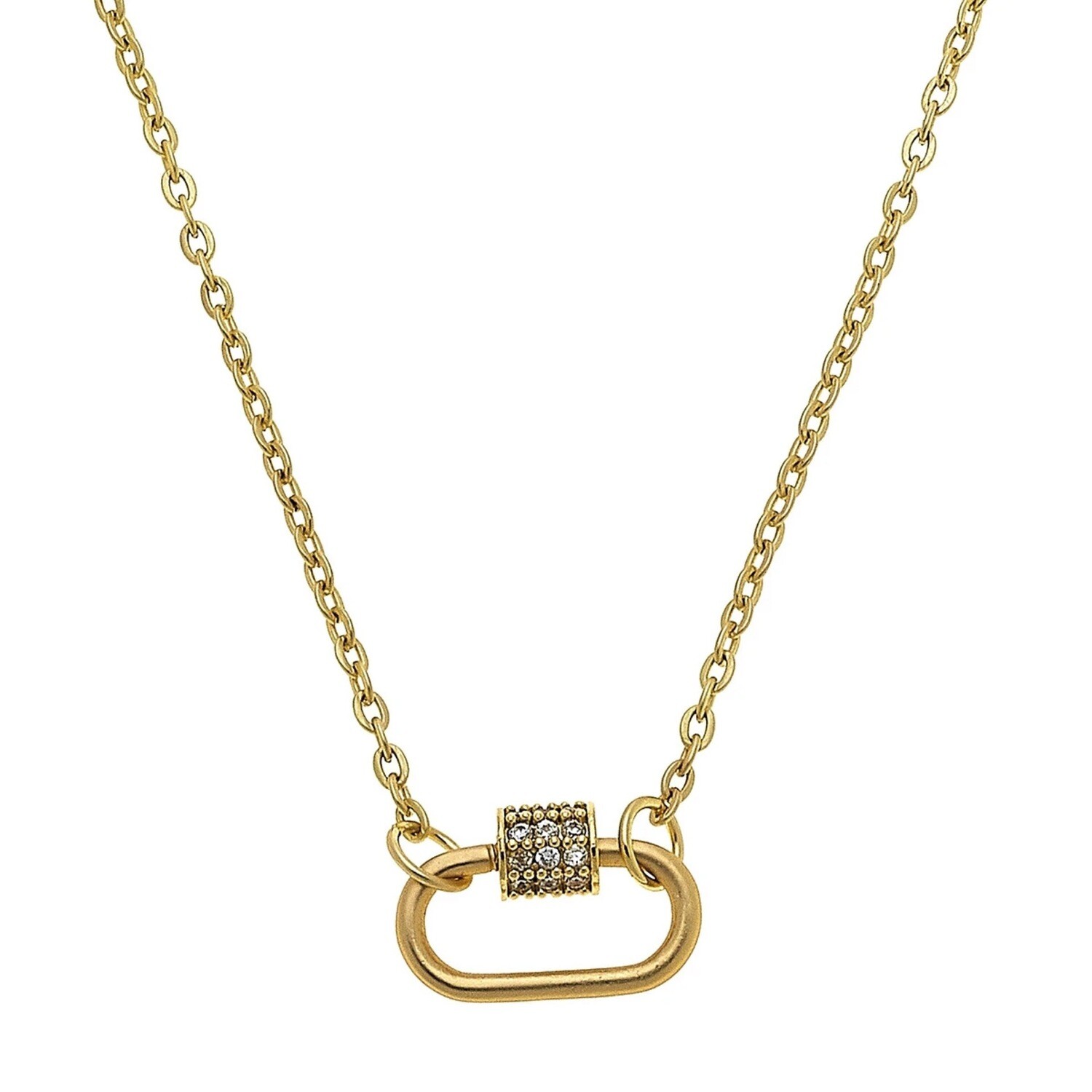 Gold Leela Mini Oval Screw Lock Necklace