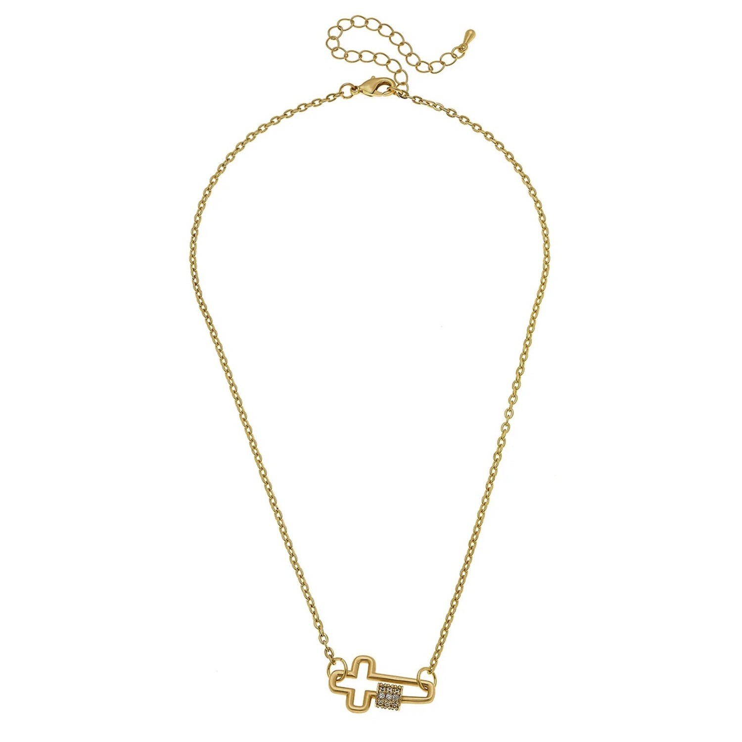 Gold Leela Mini Cross Screw Lock Necklace