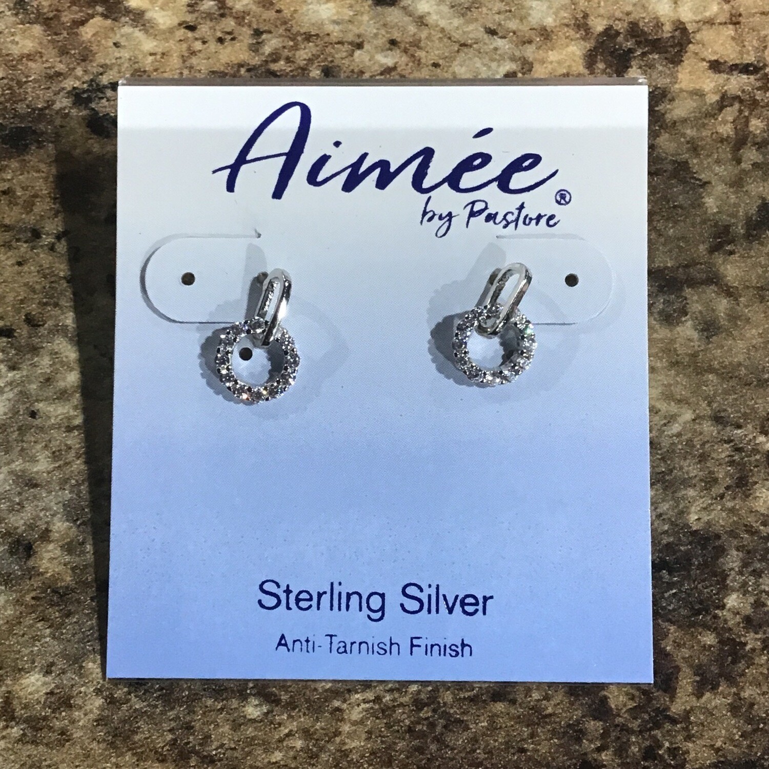 Sterling Silver Circle CZ Post Drop