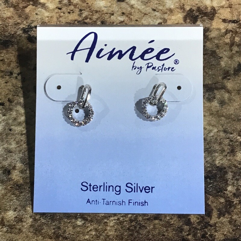 Sterling Silver Circle CZ Post Drop
