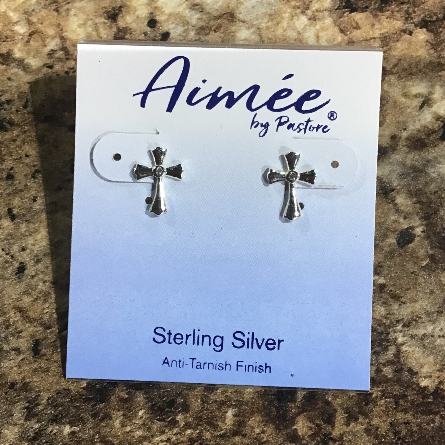 Sterling Silver Cross CZ Stud