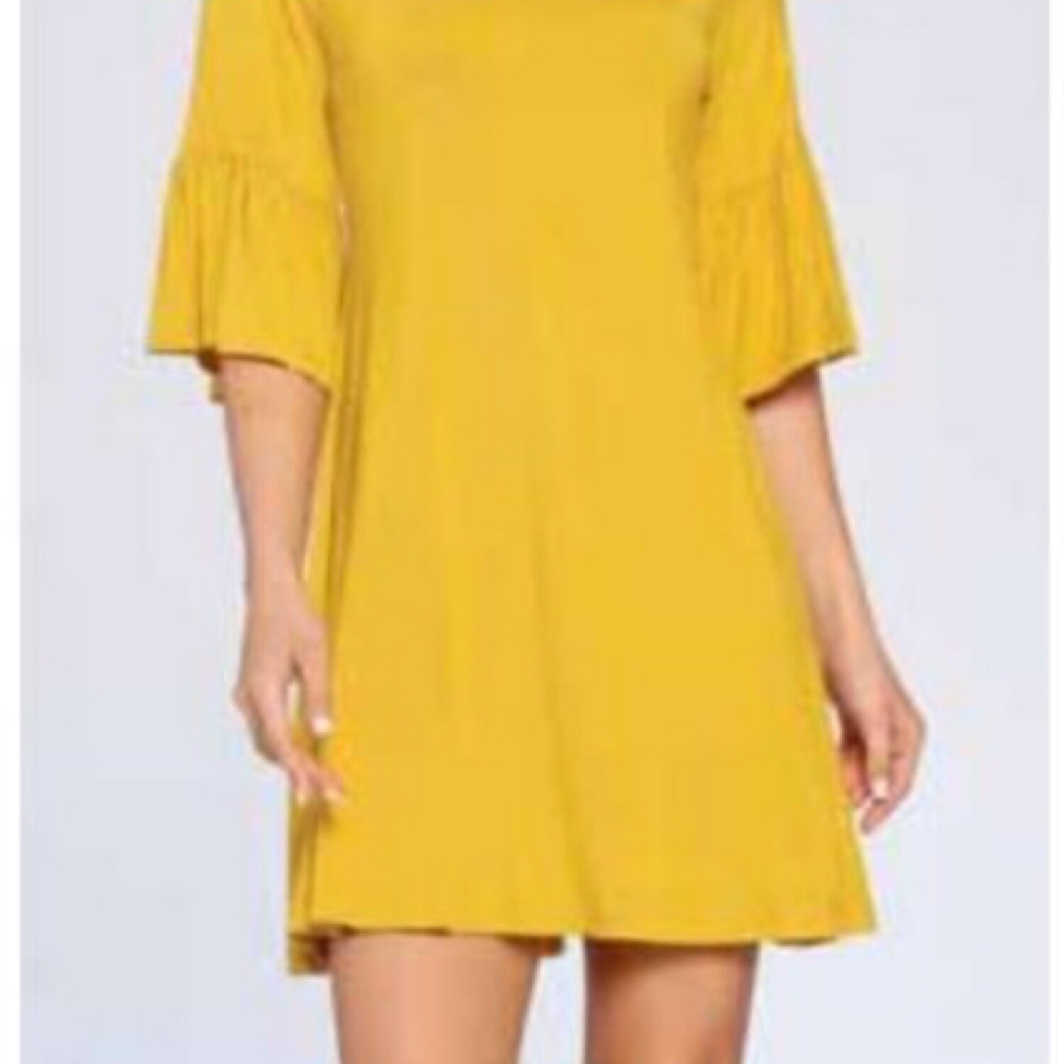 Mustard Eve Bell-Sleeved Dress