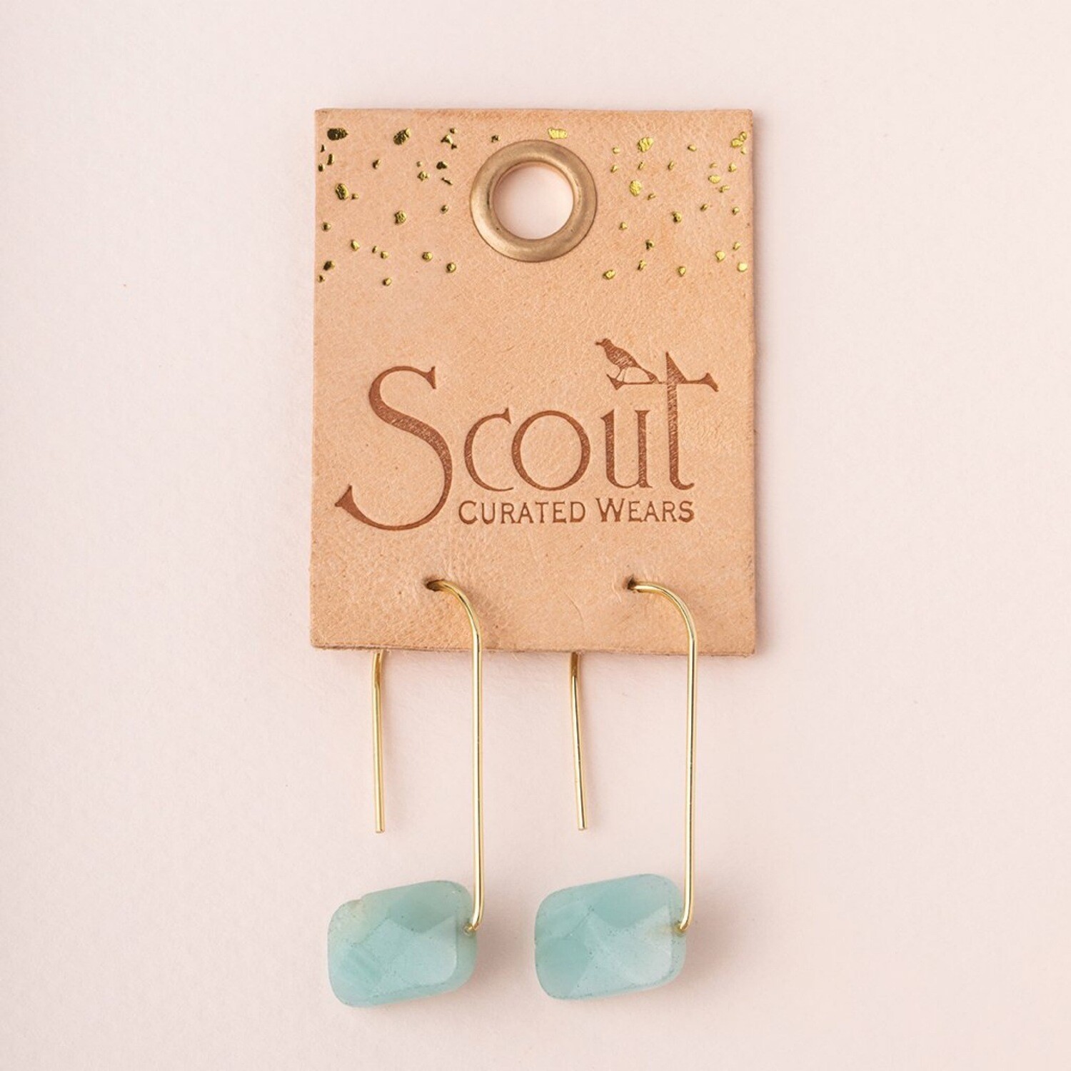Floating Stone Earrings Amazonite/Gold