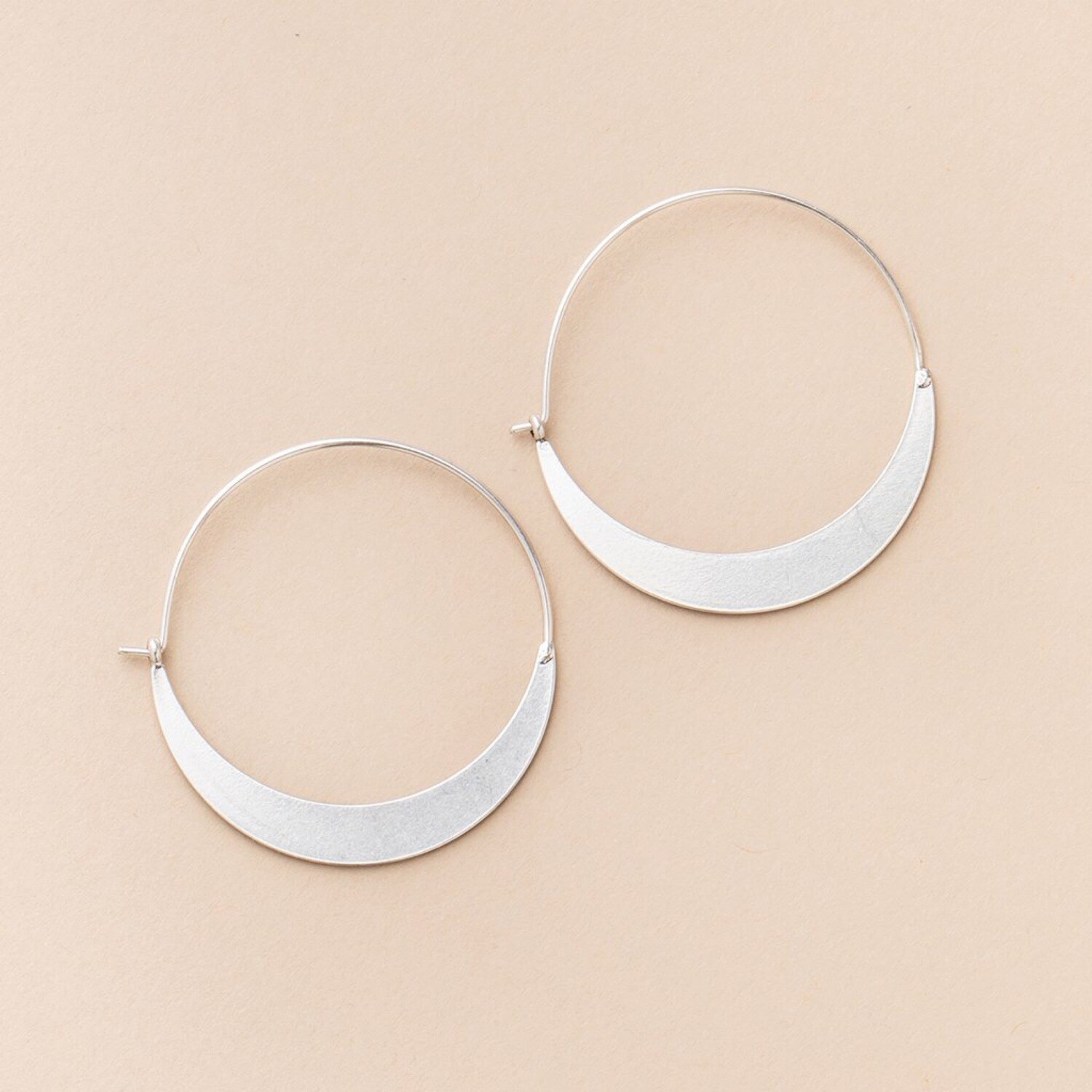 Crescent Hoop Earrings Sterling Silver