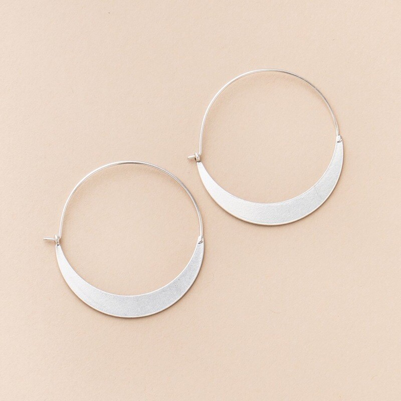 Crescent Hoop Earrings Sterling Silver