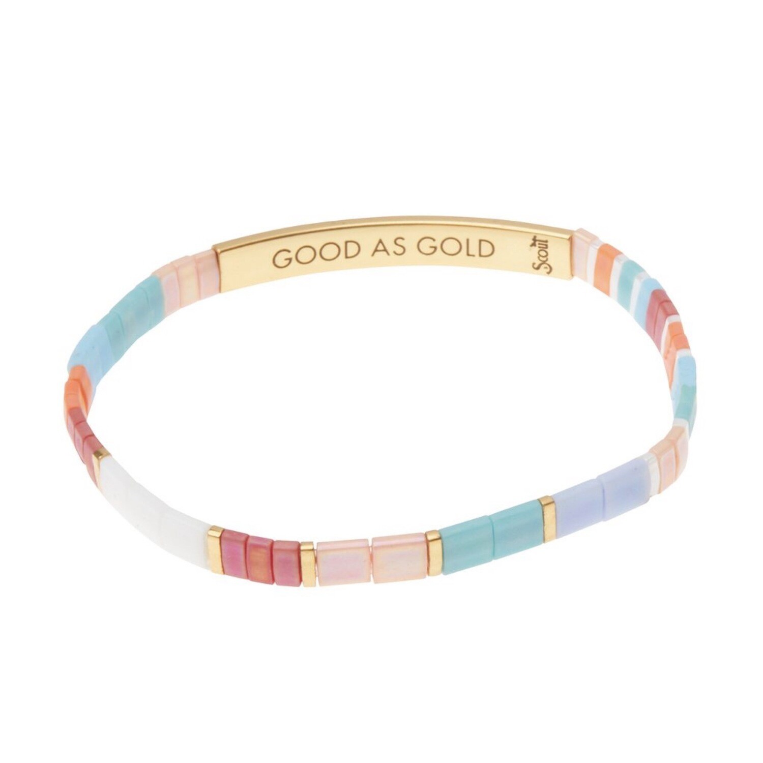 Good Karma Bracelet. Good As Gold Aqua Multi/Gold