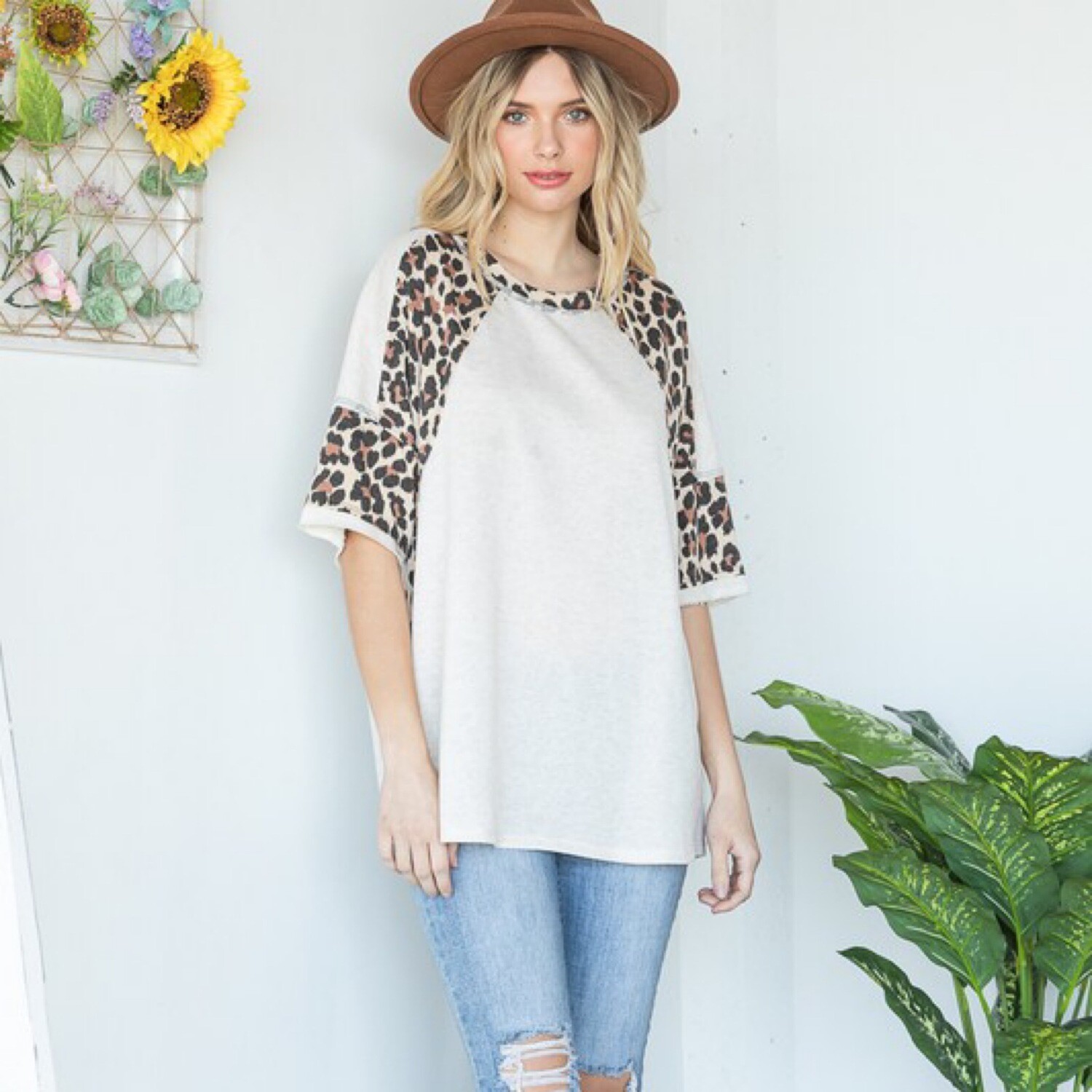 Oatmeal Leopard Top