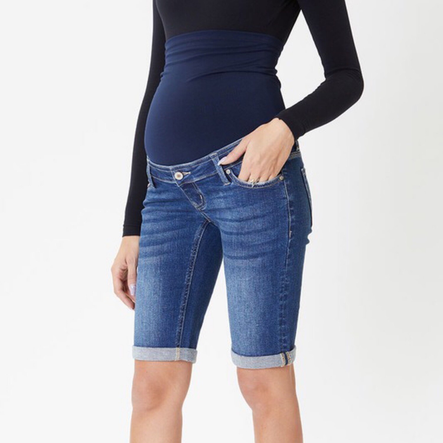 Maternity Full Band Bermuda Shorts