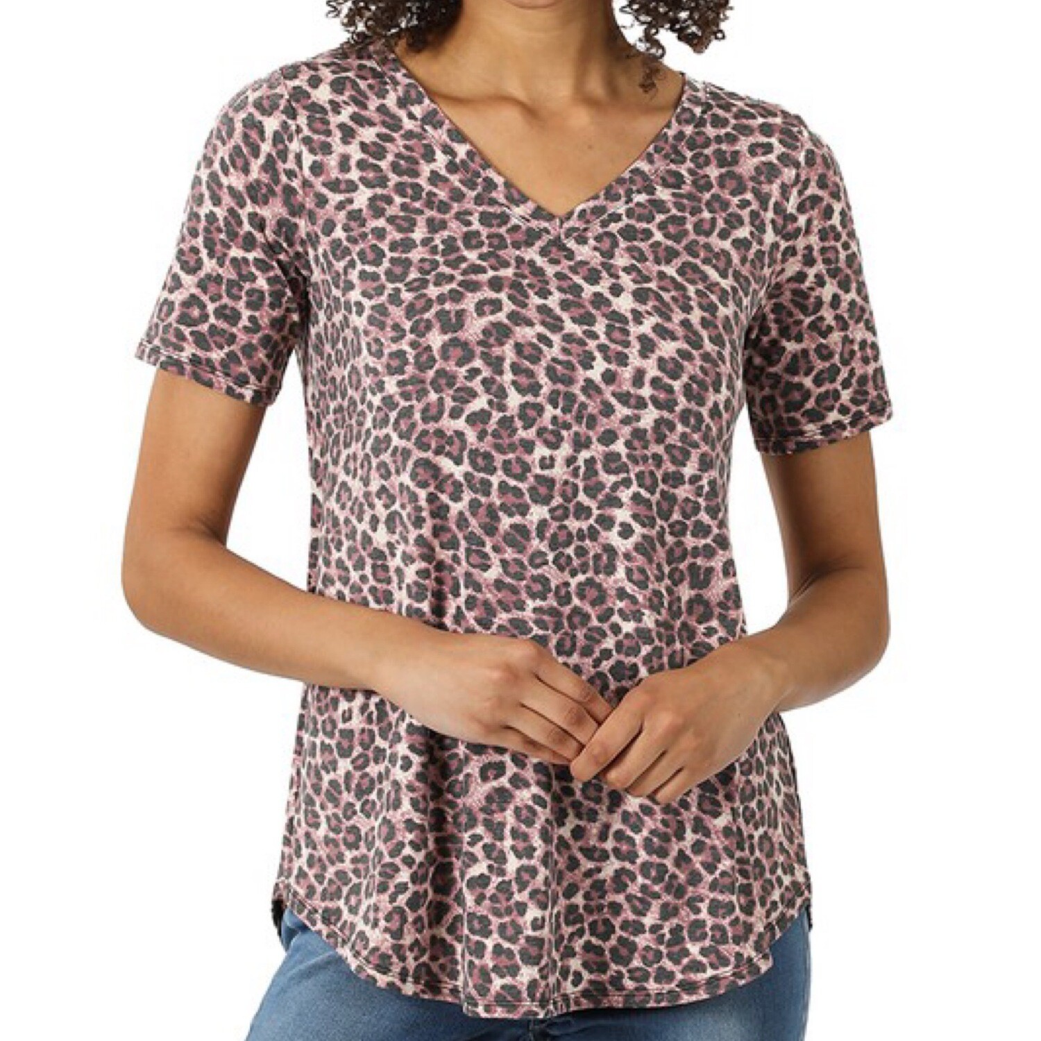 Grape Leopard Short Sleeve Top