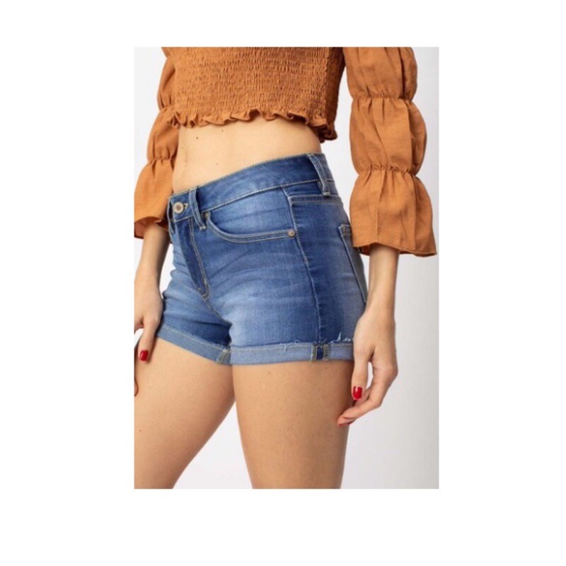 Hazel Mid Rise Rolled Hem Shorts
