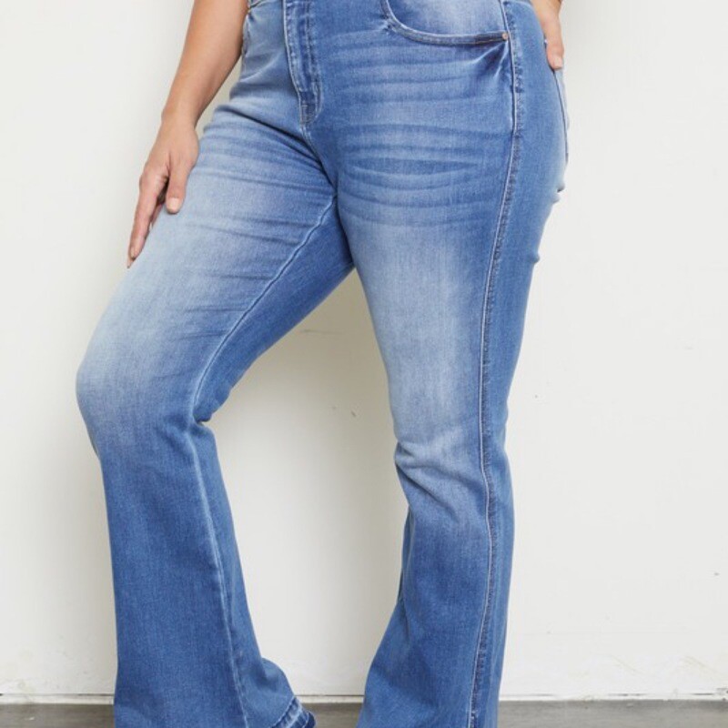 High Rise Curvy Double Button Flare with Split Ankle
