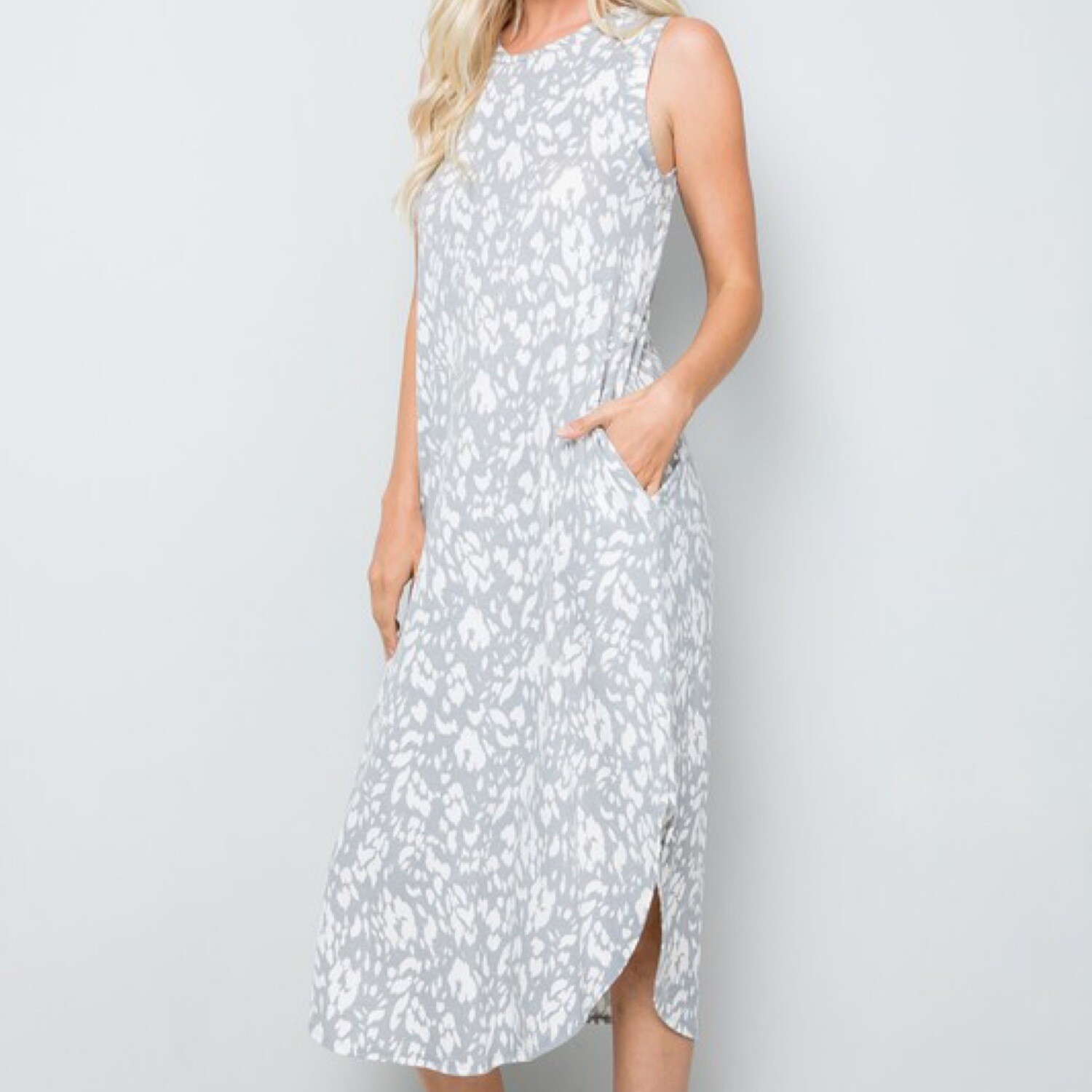 Leopard Sleeve Less Tank Dress
