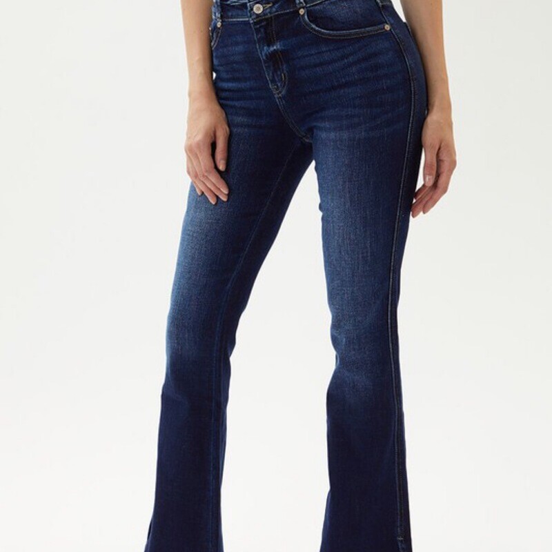 High Rise Curvy Double Botton Flare with Slit Ankle