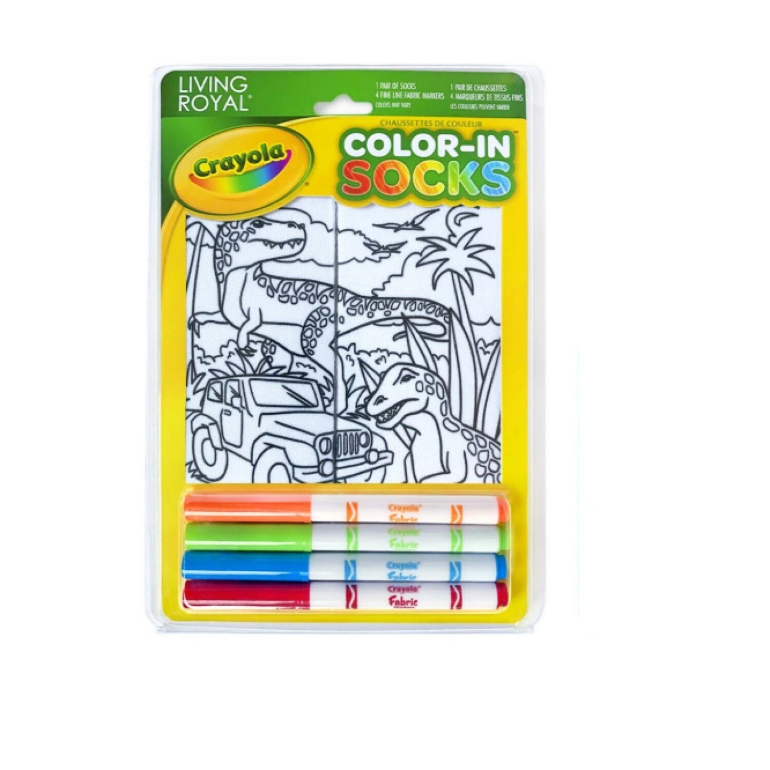Color-in Socks. Dinosaur Safari