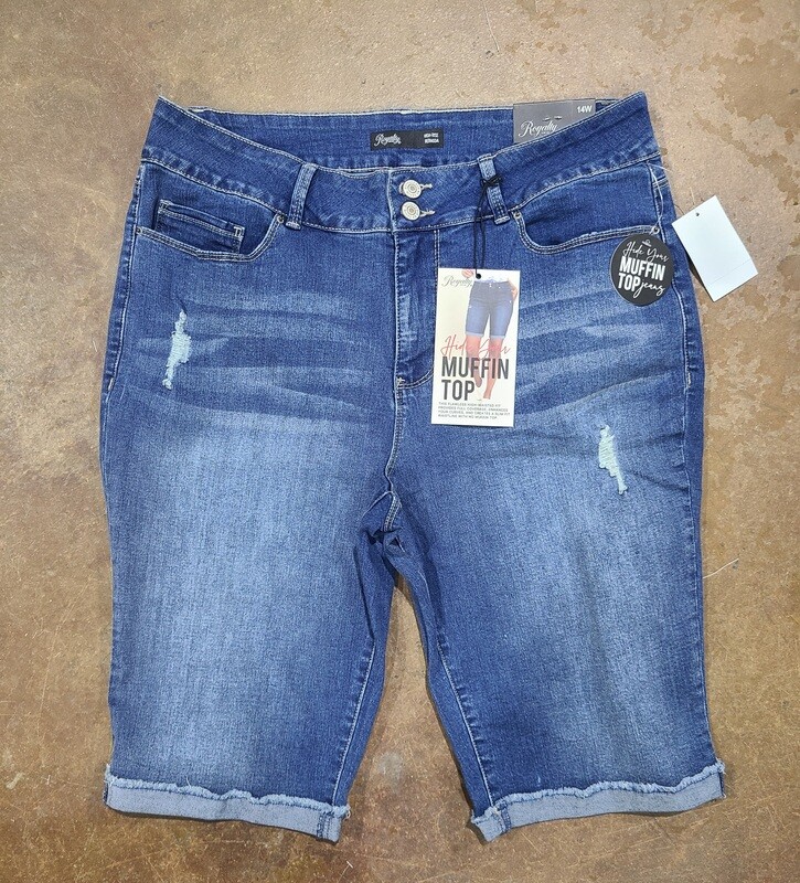 Mid-Rise 2 Button Basic Cuffed Shorts