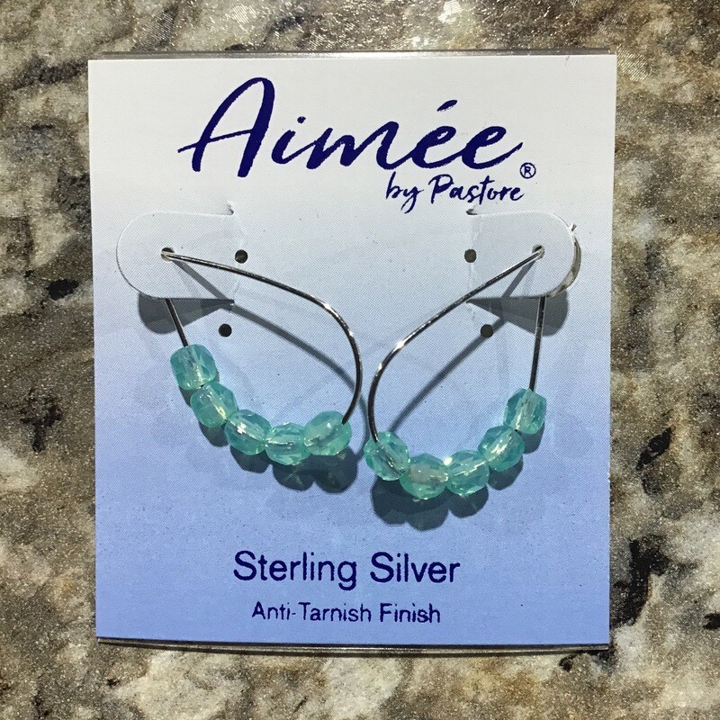 Teardrop Wire Hoop with Turquoise Beads