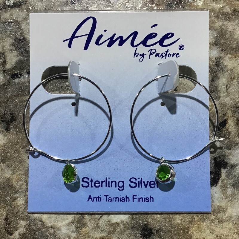 Green Round Hoop with Bezel
