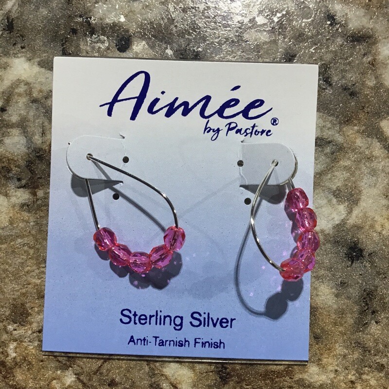 Wire Hoop with Pink Beads